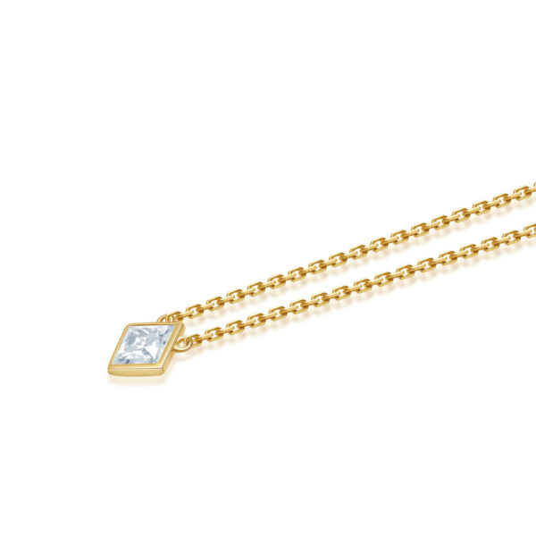 14k Yellow Gold Princess Cut Diamond Solitaire Pendant - Image 2