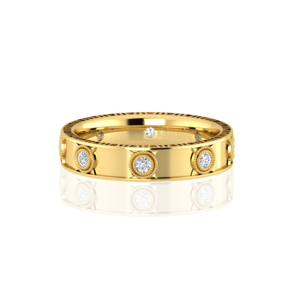 14K Gold Bezel Set Round Diamond Station Fashion Ring - Image 2