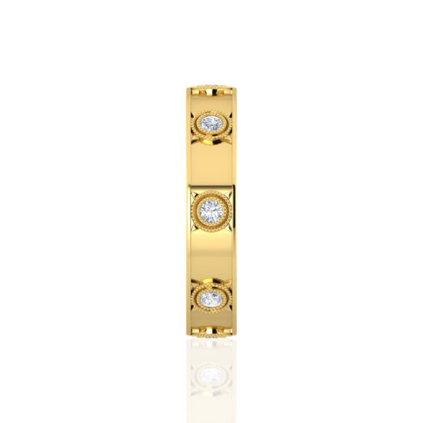 14K Gold Bezel Set Round Diamond Station Fashion Ring - Image 3