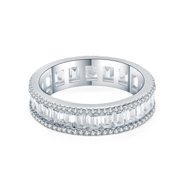 Lab Grown Diamond Channel Emerald And Round Shape Eternity Rings - Image 4