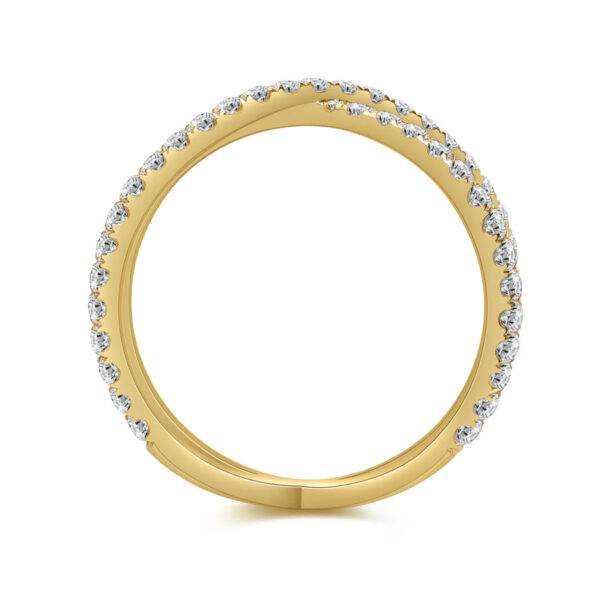 Round Brilliant Cut Diamond Dainty Crisscross Ring in 14k Yellow Gold - Image 3