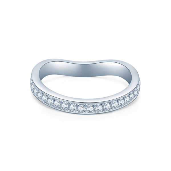 Brilliant Cut Lab Grown Diamond Set Ladies Wave Shaped Wedding Ring - Image 4