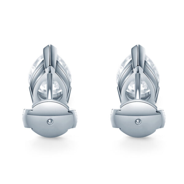 Pear Cut Simulated Birthstones 3-Prong Solitaire Teardrop Stud Earrings - Image 3