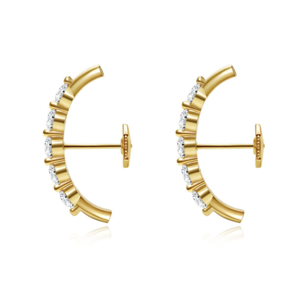 Long Diamond Bar Studs Earrings Gold 14K - Image 2