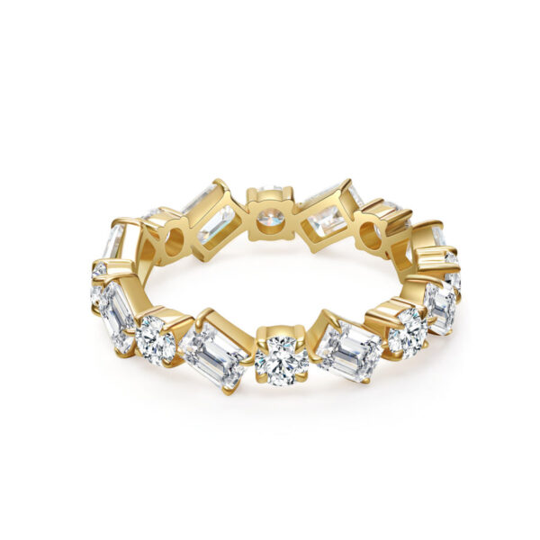 Intersect Round And Emerald Cut Lab Grown Diamond Eternity Rings - Image 2