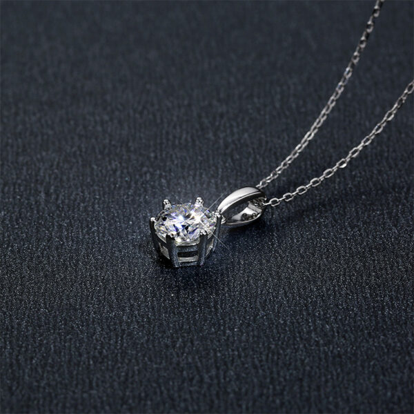 Simple 6 Pong Style Diamond Pendant Necklace - Image 2