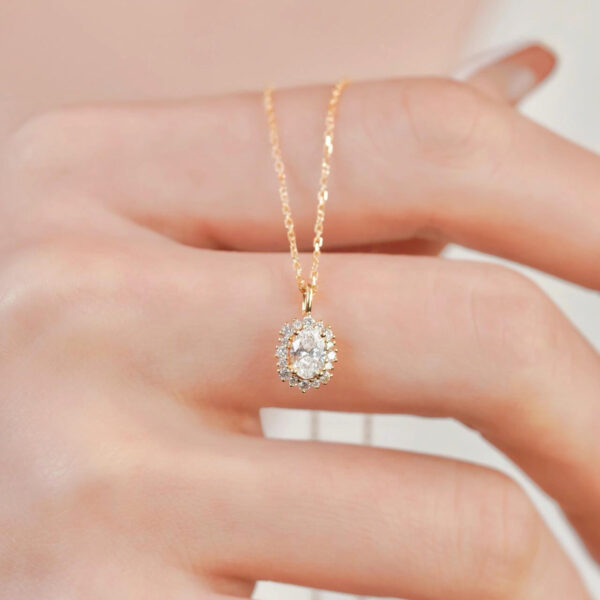 Lab Grown Diamond Diamond 2 Ctw Oval And Round Halo Pendant - Image 2