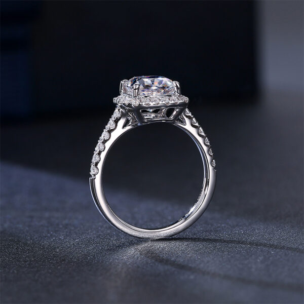 Cushion Moissanite And Lab Grown Diamond Halo Ring - Image 2