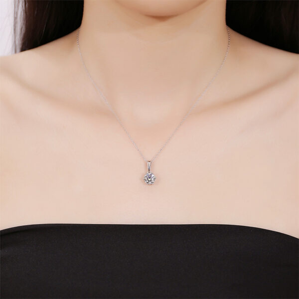 Simple 6 Pong Style Diamond Pendant Necklace - Image 4