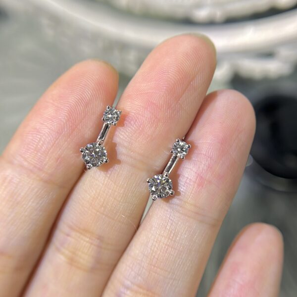 Two Star Round Lab Grown Diamond Earrings - Image 3