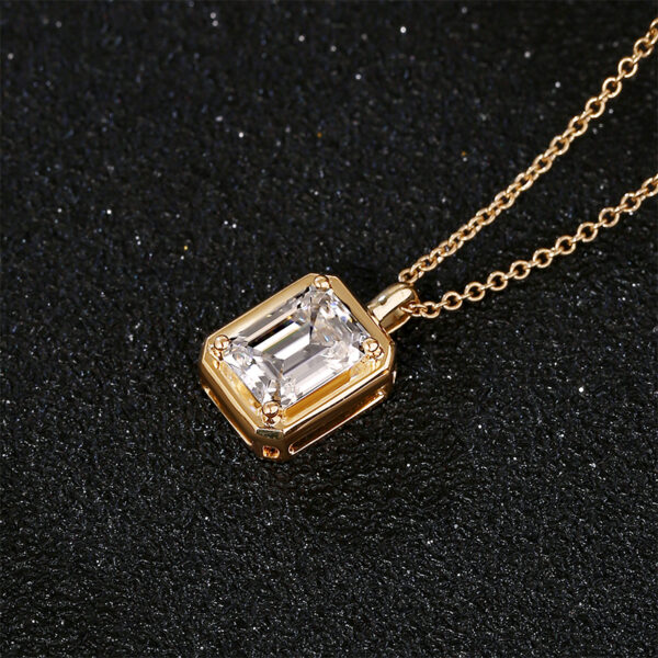 Women's 14k Solid Yellow Gold Emerald Bezel Solitaire Necklace - Image 3