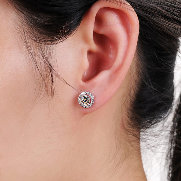 Elizabeth Halo Earrings Simulated Round Cut Earring - Image 5