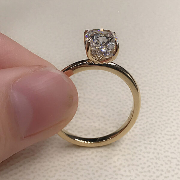 Cushion Cut Solitaire Lab Grown Engagement Ring - Image 3