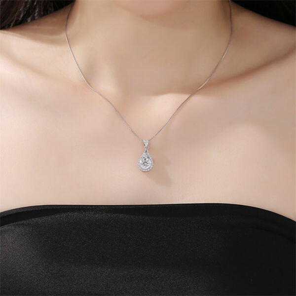 2 Carat Moissanite Teardrop Pendant 14K lab grown diamond Necklace - Image 4