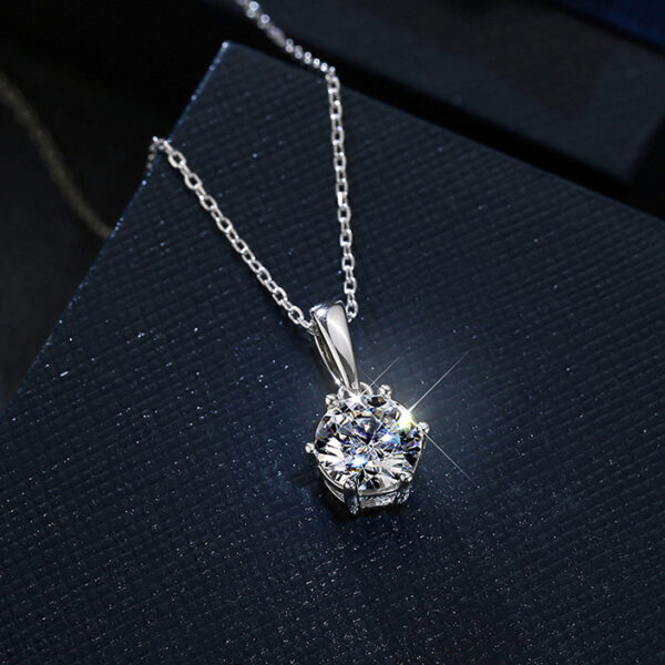 Simple 6 Pong Style Diamond Pendant Necklace - Image 3