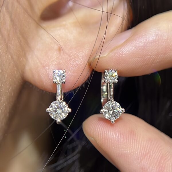 Two Star Round Lab Grown Diamond Earrings - Image 4