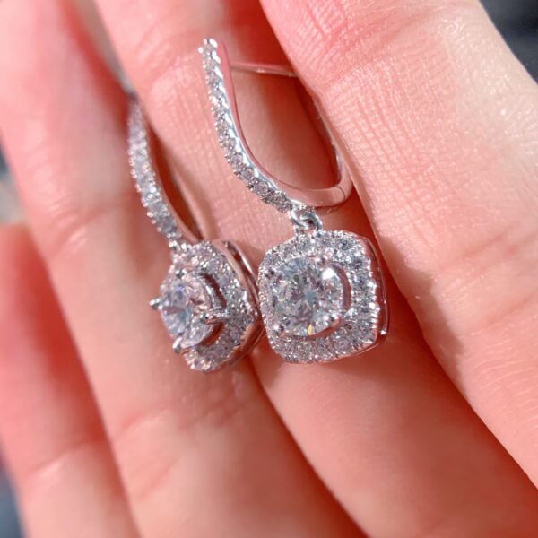 Basket Style Dangle Mountings Galo Lab Grown Diamond Earrings - Image 3