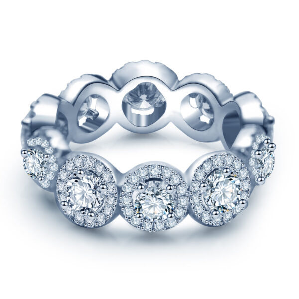 Brilliant Round Cut Eternity Band with Pavé Halo - Image 2