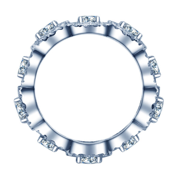 Brilliant Round Cut Eternity Band with Pavé Halo - Image 3