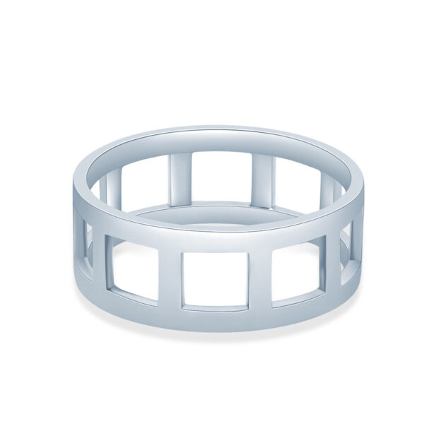 Lab Grown Diamond Geometric Cut-Out Round Diamond Eternity Ring - Image 4