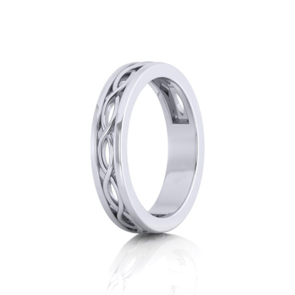 14K White Gold Mens Celtic Style Wedding Ring - Image 4