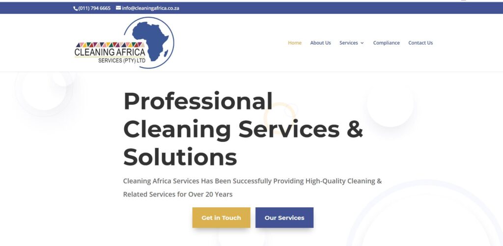 Cleaning Africa home page Screenshot