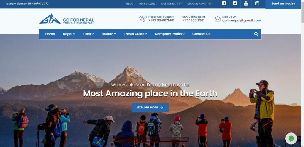 Go for Nepal Treks & Expedition website screenshot